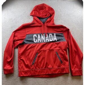 River Wear Hoodie Mens Sz XXL Red Canada Spellout Hooded Sweatshirt